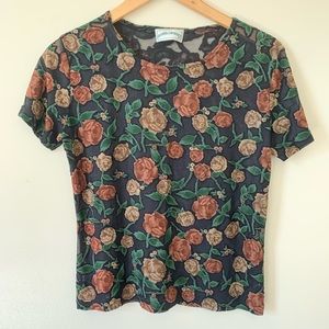 Vintage Frazier Lawrence Floral Sheer fabric Tee